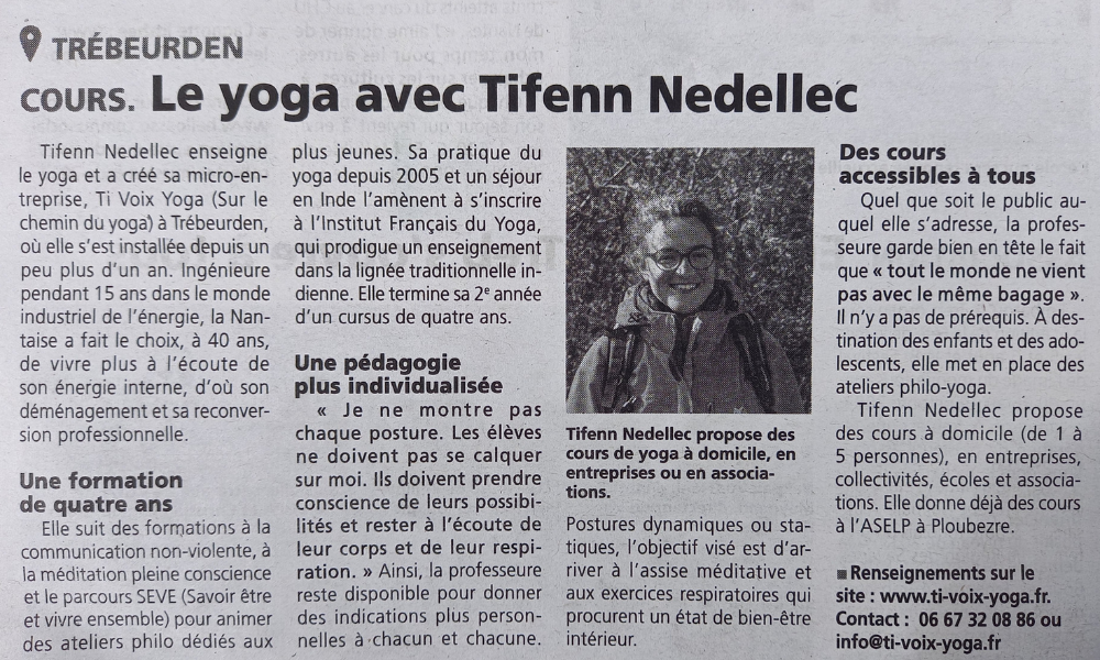 Le Trégor : Le yoga avec Tifenn Nedellec