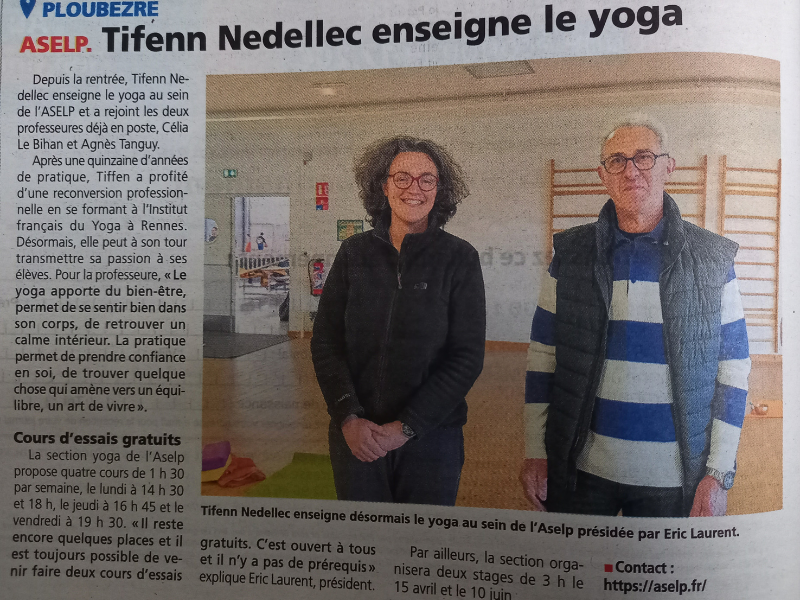 Le Trégor : Tifenn Nedellec enseigne le yoga à l'ASELP de Ploubezre